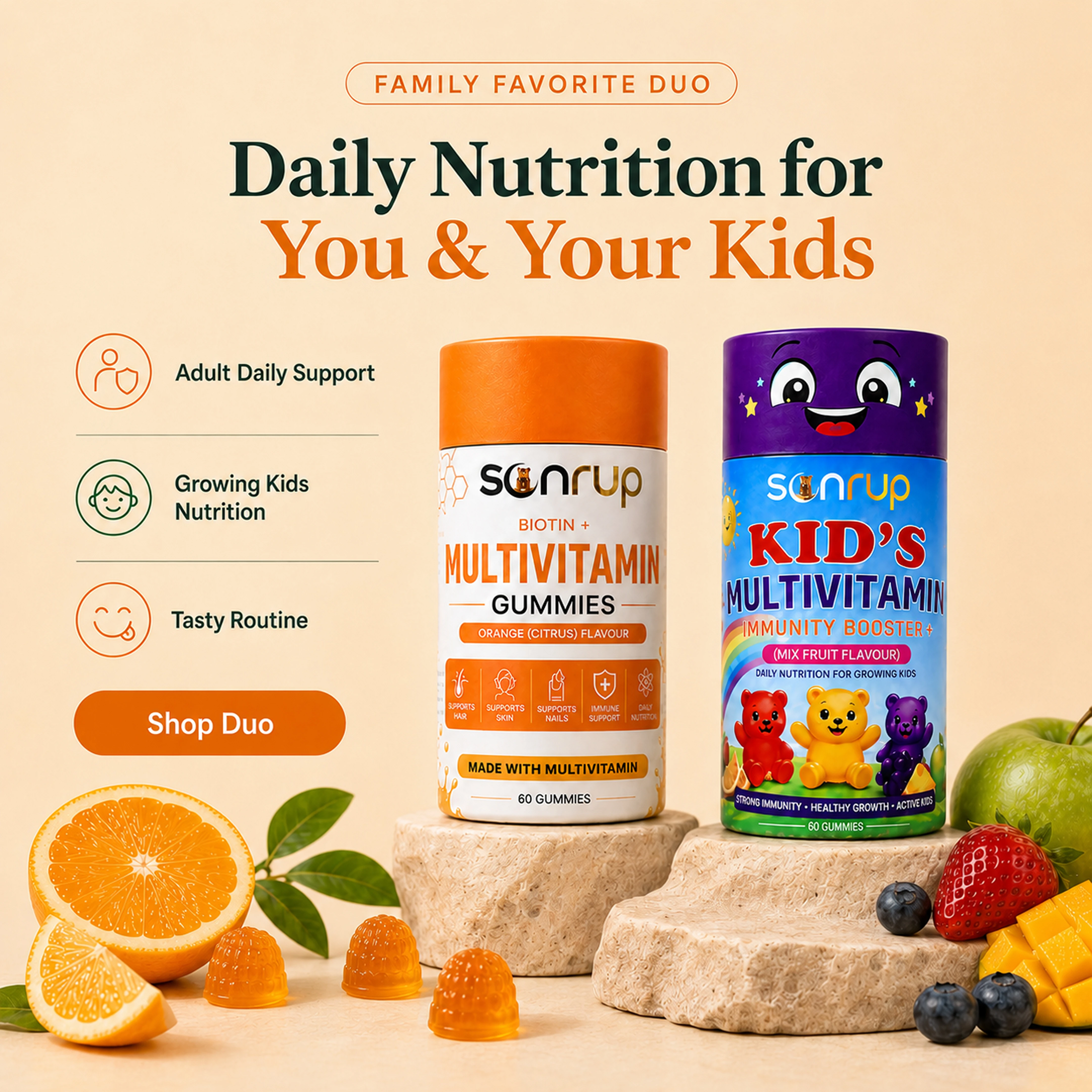 Biotin Multivitamin + Kid's Multivitamin Combo 2